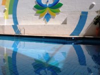 CR Logo in pool reflection